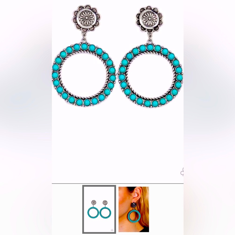 🔵🩵🔵 “PLAYFULLY PRAIRIE” BLUE POST EARRINGS ~ PAPARAZZI❗️🔵🩵🔵 BEAUTIFUL❗️ - Picture 3 of 4